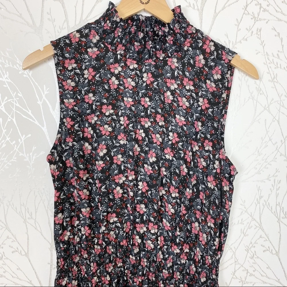 Nanette Lapore Mini Floral Mock neck Black Dress 8